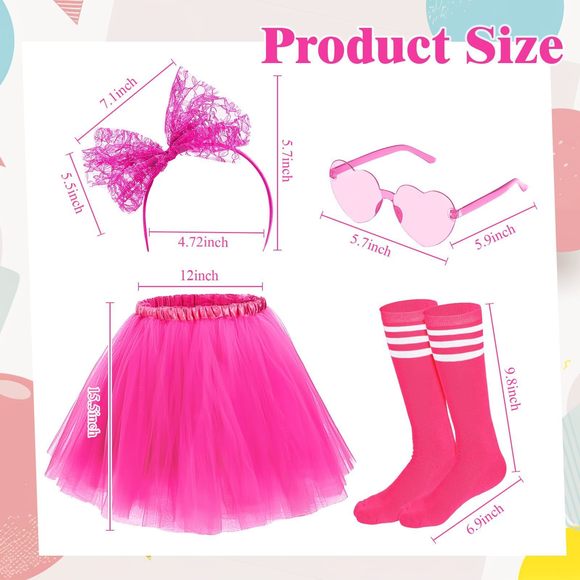 Women Tutu Skirt 80s 90s Costume Outfits Accessoriess Heart Sunglasses Bow🐣 - Picture 2 of 6